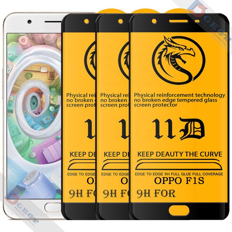 HQ Protection Edge To Edge Tempered Glass for Oppo F1S |With Easy Installation Kit|Impact Absorb|Full Adhesive Glass|  (Pack of 3)