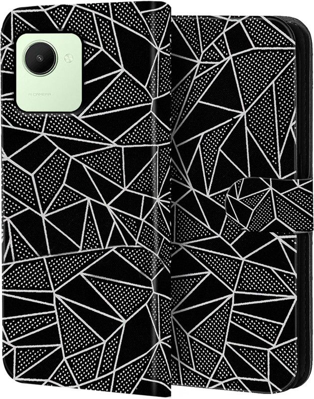Knotyy Flip Cover for realme C30  (Black, White, Dual Protection)