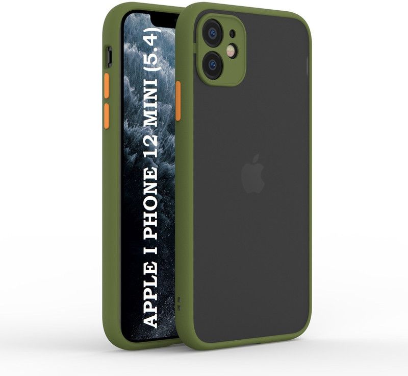 MobiLooks Back Cover for I Phone 12 Mini (5.4), Smoke Translucent Shock Proof Smooth Rubberized Matte Hard Back Case Cover  (Green, Dual Protection, Pack of: 1)