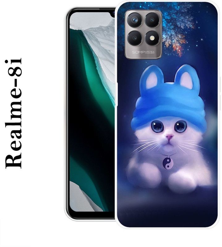 SIMAWAT Back Cover for Realme 8i  (Blue, Grip Case, Silicon)
