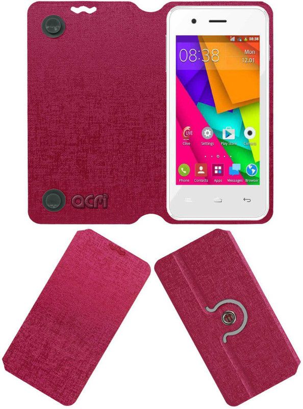 ACM Flip Cover for Celkon A406  (Pink, Cases with Holder, Pack of: 1)