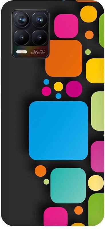 URCHIN Back Cover for Realme 8 Abstrect, Pattern, Colour, Solid, Black, Cool  (Multicolor, Shock Proof, Pack of: 1)
