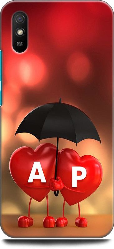 KEYCENT Back Cover for REDMI 9i Sport A P, A LOVES P, NAME, LETTER, ALPHABET, AP LOVE, HART, BLUE  (Multicolor, Shock Proof, Pack of: 1)