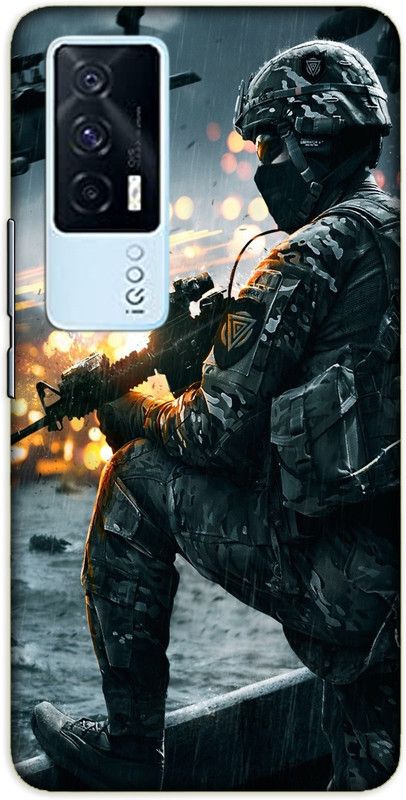 iprinto Back Cover for iQOO 7, iQOO 7 5G Indian Army Back Cover  (Black, Hard Case, Pack of: 1)