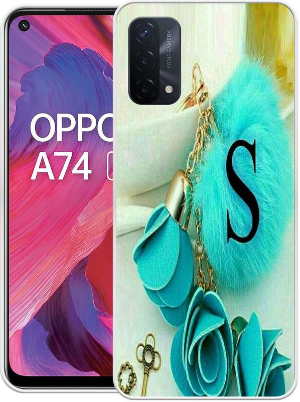 RJ14 (Online) Back Cover for OPPO A74  (Green, White, Grip Case, Silicon, Pack of: 1)