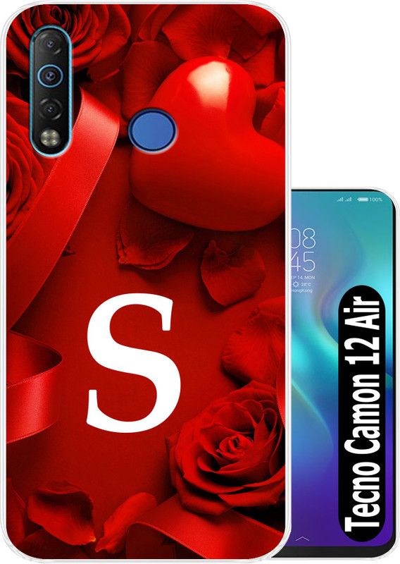 Hostprint Back Cover for Tecno Camon 12 Air  (Red, White, Silicon, Pack of: 1)