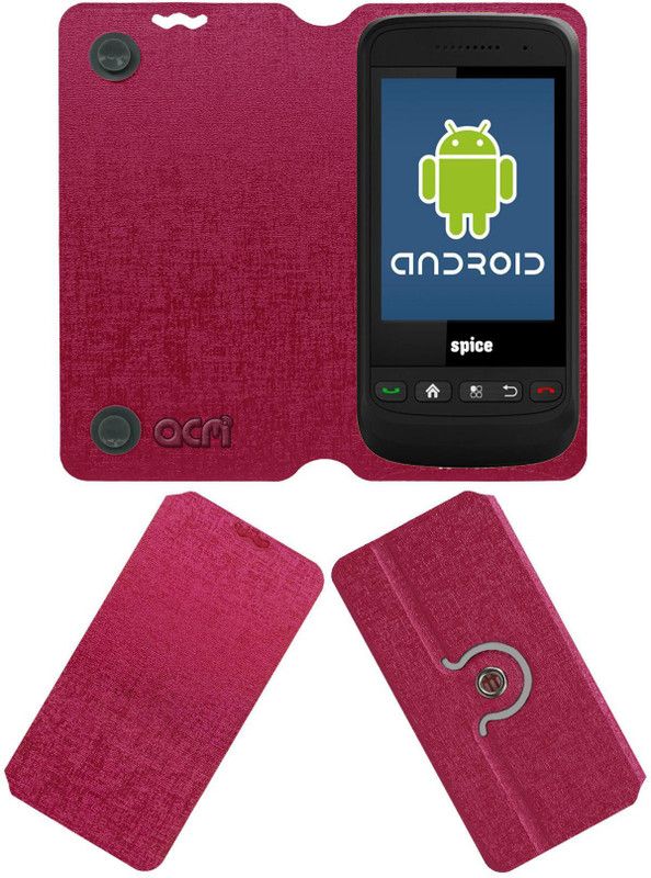 ACM Flip Cover for Spice Mi-270  (Pink, Cases with Holder, Pack of: 1)