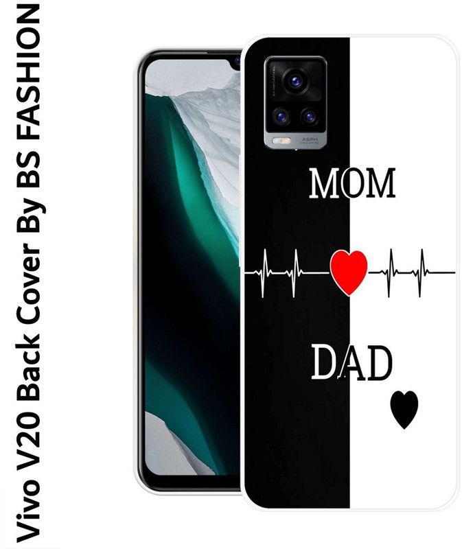 BSRAJ Back Cover for Vivo V20  (Black, White, Silicon)