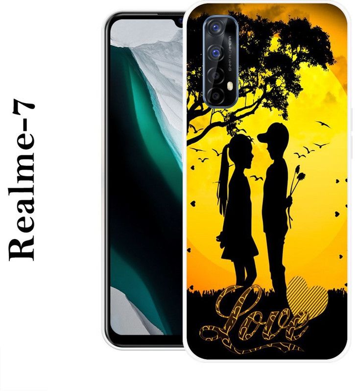 KUDI Back Cover for Realme 7  (Black, Yellow, Grip Case, Silicon)