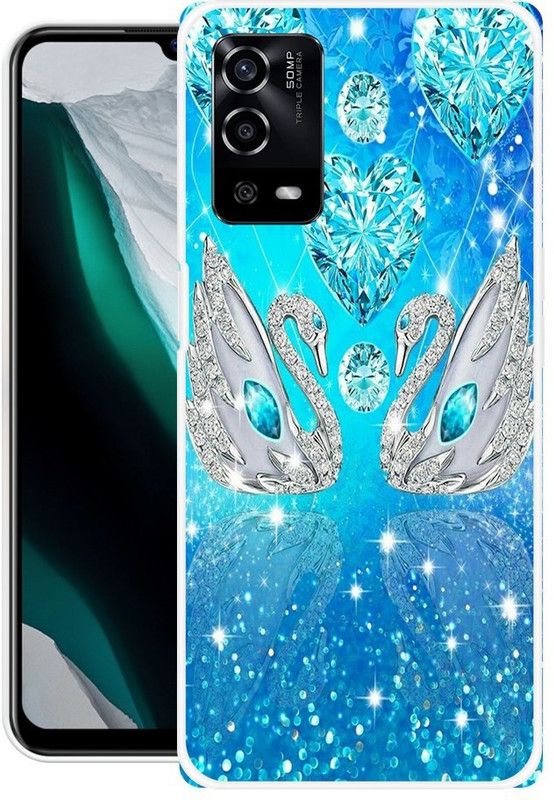 BAGRA Back Cover for Oppo A55 5G  (Blue, Silver, Grip Case, Silicon, Pack of: 1)