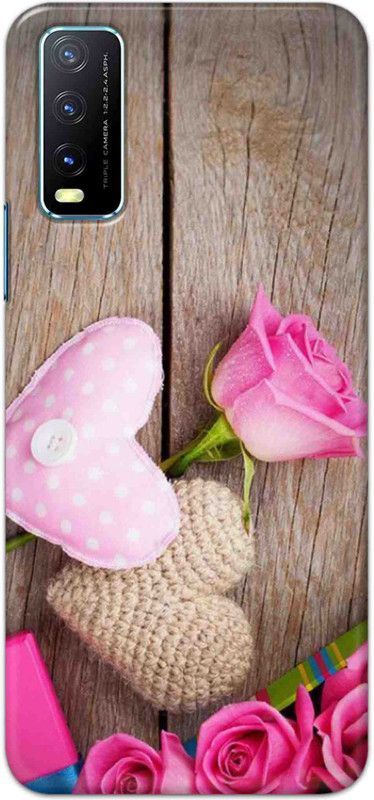 NDCOM Back Cover for Vivo Y20i Pink Roses Printed  (Multicolor, Hard Case, Pack of: 1)