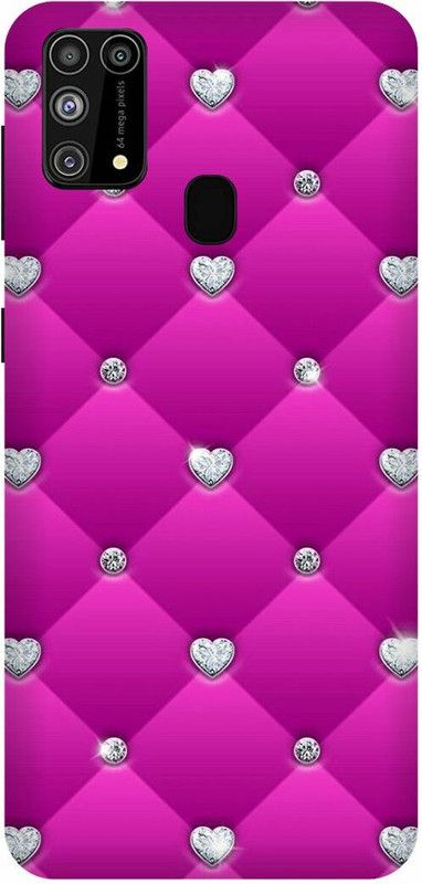 FRONK Back Cover for SAMSUNG Galaxy M31, PINK, HEART, MATTRESS, SHAPE, LOVE  (Purple, Hard Case, Pack of: 1)