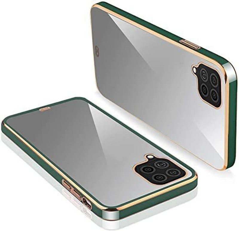 Urban Tech Back Cover for Samsung Galaxy F12 |Electroplated Silicon Golden Plating Crystal Clear Case|  (Green, Grip Case, Pack of: 1)