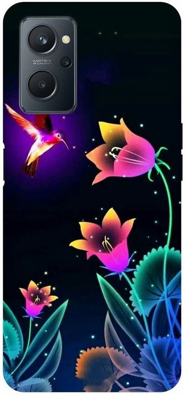 COVERJET Back Cover for REALME 9i- RMX3491-CUTE- LOVELY- FLOWERS- LIGHTING- SPARROW  (Black, Hard Case, Pack of: 1)