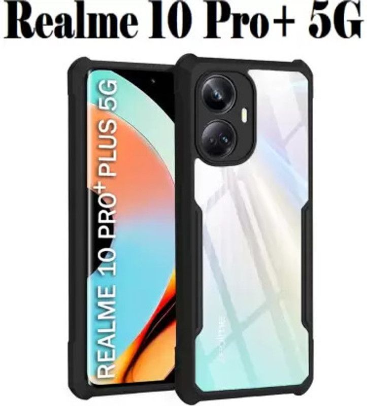 Hydbest Back Cover for Realme 10 Pro Plus  (Transparent, Black, Grip Case, Pack of: 1)