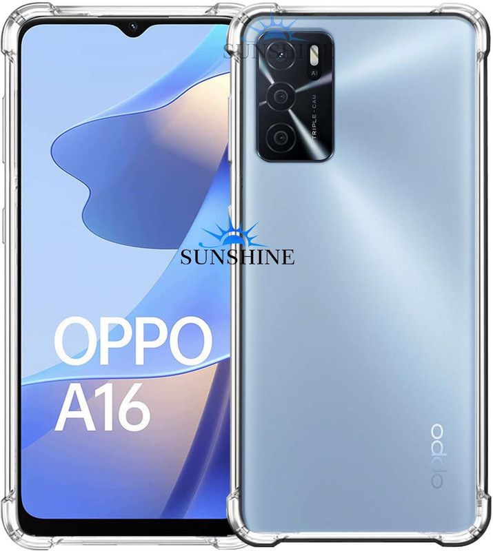 SUNSHINE Back Cover for Clear Case Compatible For OPPO-A16 Flexible Silicone Yellowing-Resistant Transparent  (Transparent, Dual Protection, Silicon, Pack of: 1)