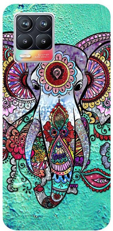 Golden Mask Back Cover for Sky Hawk Back Cover For Realme 8 Desinger Elephant  (Multicolor, Waterproof, Silicon, Pack of: 1)