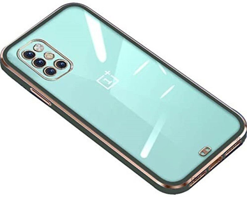 Mobile Mart Back Cover for OnePlus 9R  (Green, Transparent, Grip Case, Silicon, Pack of: 1)