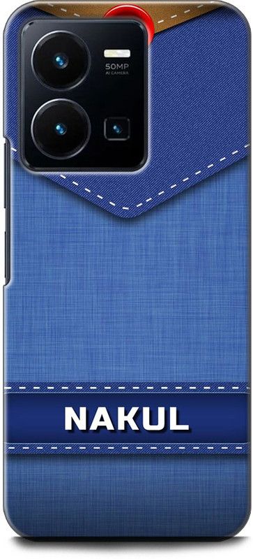 WallCraft Back Cover for Vivo Y35, V2205 NAKUL NAME, N LETTER, BLUE, JEANS, ALPHABET, DESIGN  (Multicolor, Dual Protection, Pack of: 1)