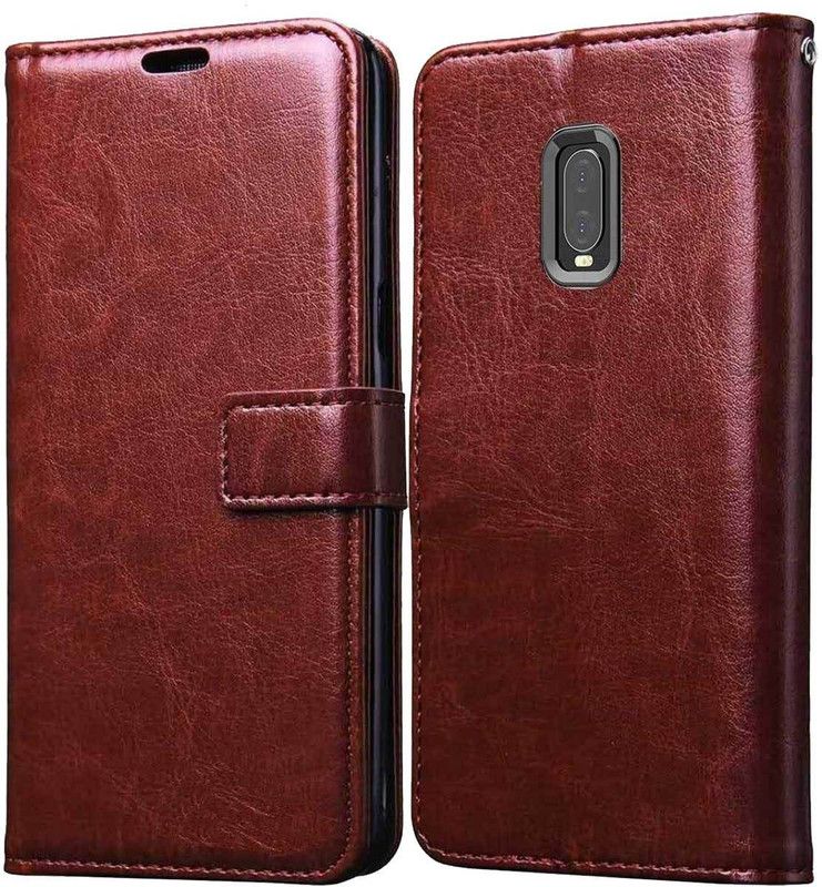 RRTBZ Flip Cover for OnePlus 6T  (Brown, Dual Protection, Pack of: 1)