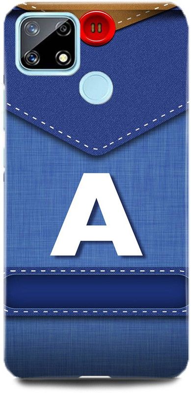 FUGGA Back Cover for Realme C12, RMX2189, A, LETTER, ALPHABET, BLUE, JEANS, PATTERN, A, NAME  (Multicolor, Hard Case, Pack of: 1)