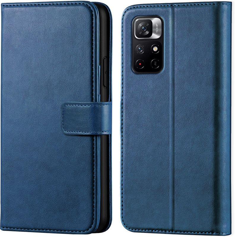 Dgeot Wallet Case Cover for Redmi Note 11T 5G | Inside TPU with Card Pockets | Wallet Stand | Magnetic Closure |  (Blue, Dual Protection, Pack of: 1)