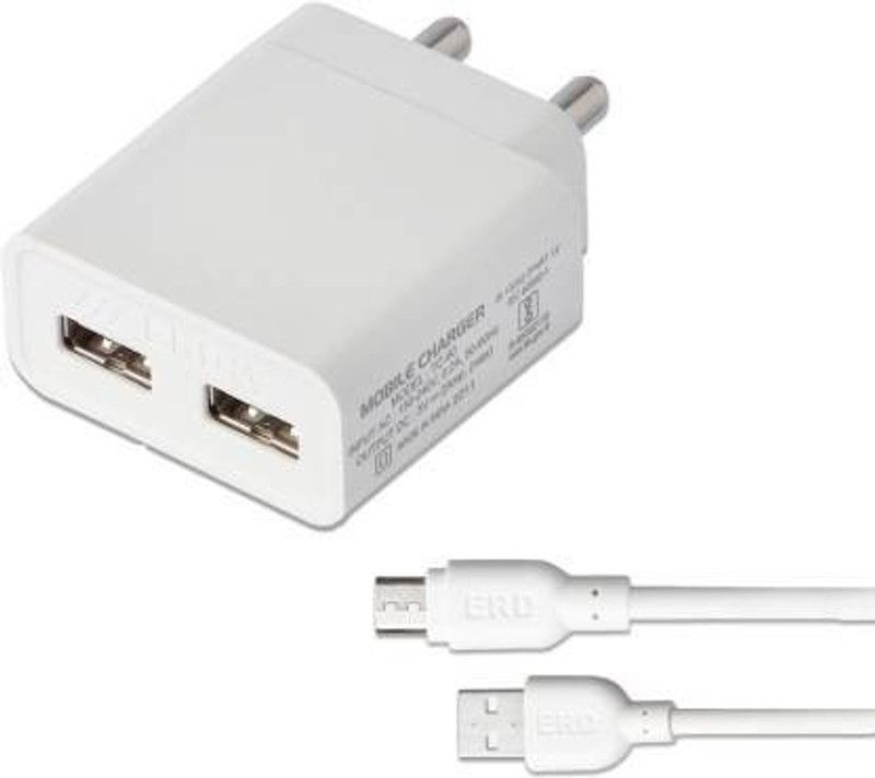 SABBENO NA 2.4 A Multiport Mobile ERD TC 60 Charger with Detachable Cable  (White, Cable Included)