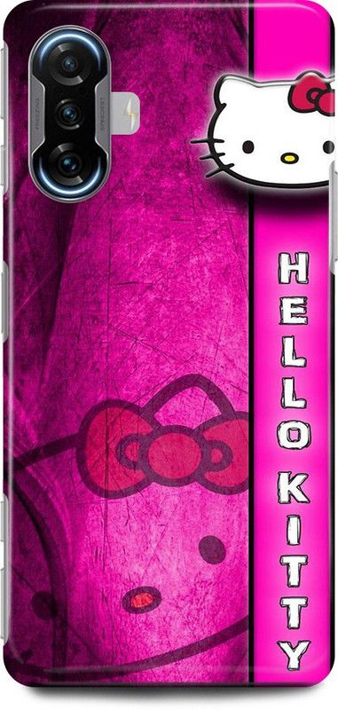 JUGGA Back Cover for POCO F3 GT, HELLO, KITTY, BACK, COVER  (Pink, Hard Case, Pack of: 1)