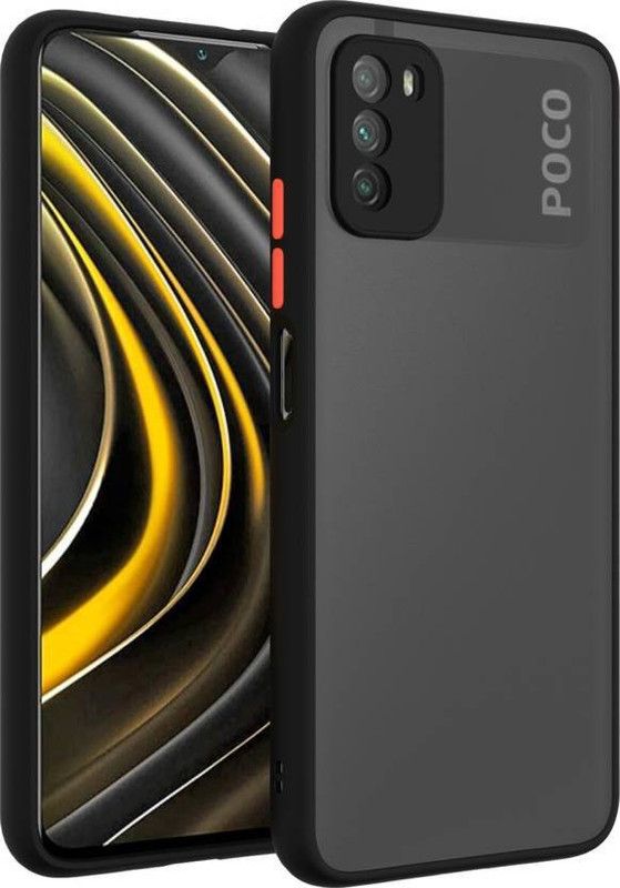 FIVE-O Back Cover for Poco M3  (Black, Camera Bump Protector, Pack of: 1)