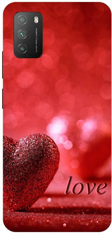 URCHIN Back Cover for Poco M3 Heart, Love, Cute, Glitters, Love you  (Multicolor, Shock Proof, Pack of: 1)