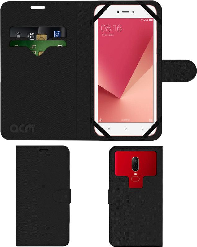 ACM Flip Cover for Mi Redmi Y1 Lite  (Black, Cases with Holder, Pack of: 1)