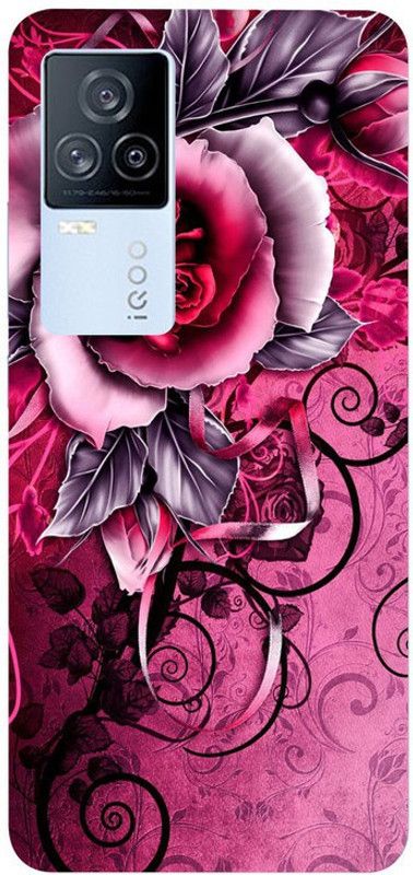 Golden Mask Back Cover for Vivo IQOO 7 Red Rose  (Multicolor, Waterproof, Silicon, Pack of: 1)