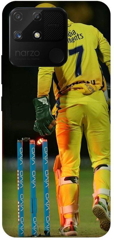 UMPRINT Back Cover for Realme Narzo 50A,RMX3430 Ms Dhoni Batsman Cricketer Printed Back Cover  (Multicolor, Shock Proof, Pack of: 1)