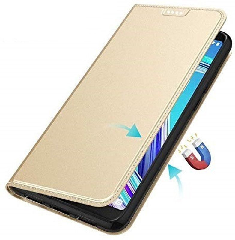 HITFIT Flip Cover for Samsung Galaxy A30s  (Gold, Magnetic Case, Pack of: 1)