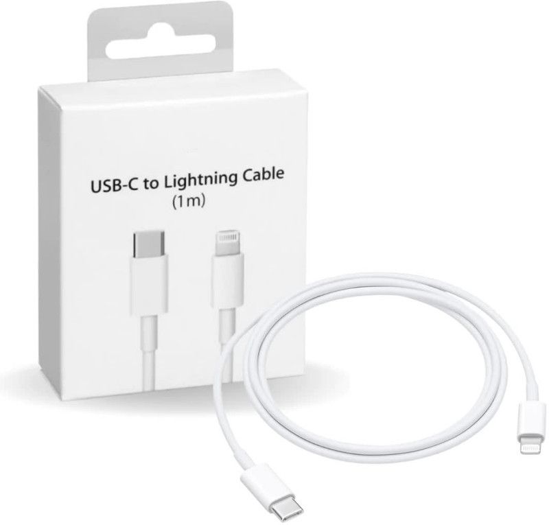 Accessories At Cost USB Type C Cable 1 m 20W Fast Charger USB Type C Adapter with Type C Lightening Cable  (Compatible with Apple iphone Device, White, One Cable)