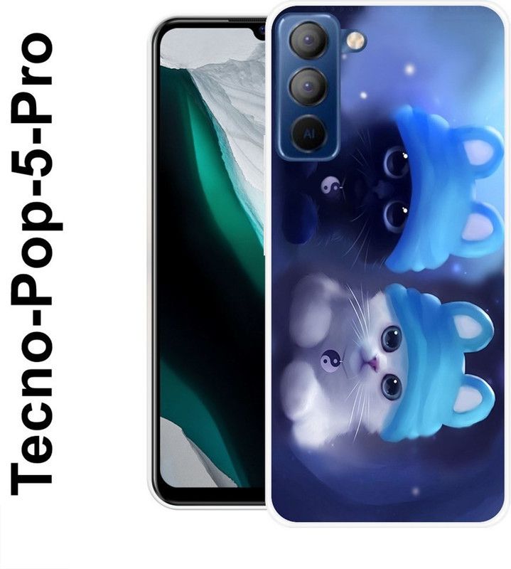 SUPER CASE Back Cover for Tecno Pop 5 Pro  (Blue, White, Silicon)