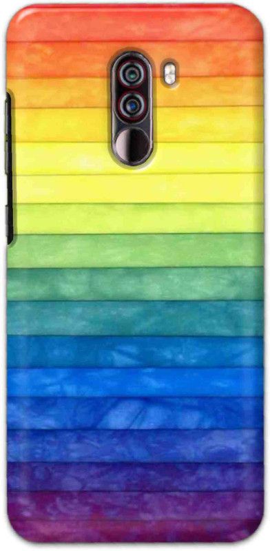 NDCOM Back Cover for POCO F1 Rainbow Color Stripes Printed  (Multicolor, Hard Case, Pack of: 1)