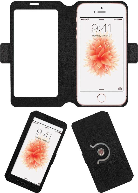 ACM Flip Cover for Apple iPhone SE  (Black, Cases with Holder, Pack of: 1)