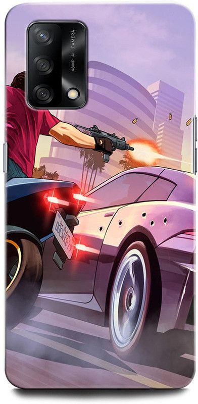 ORBIQE Back Cover for OPPO F19 CPH2219 GTA VICE CITY, GAME, GUN, BIKE, CAR, GTAVICECITY GAME  (Multicolor, Hard Case, Pack of: 1)