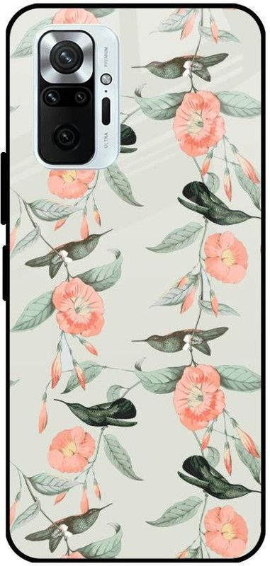 QRIOH Glass Back Cover for Redmi Note 10  (Beige, Grip Case, Silicon, Pack of: 1)
