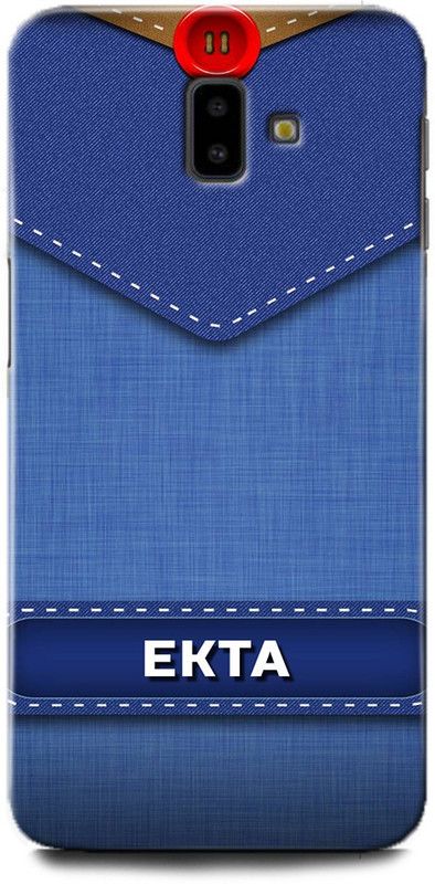 WallCraft Back Cover for SAMSUNG Galaxy J6 Plus EKTA NAME, E LETTER, BLUE, JEANS, ALPHABET, DESIGN  (Multicolor, Dual Protection, Pack of: 1)
