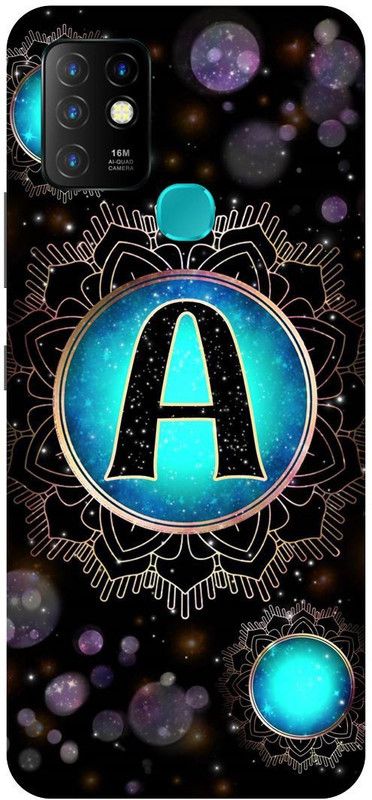 FIKORA Back Cover for Infinix Hot 10, X682B, A, NAME, LETTER, ALPHABET  (Blue, Hard Case, Pack of: 1)