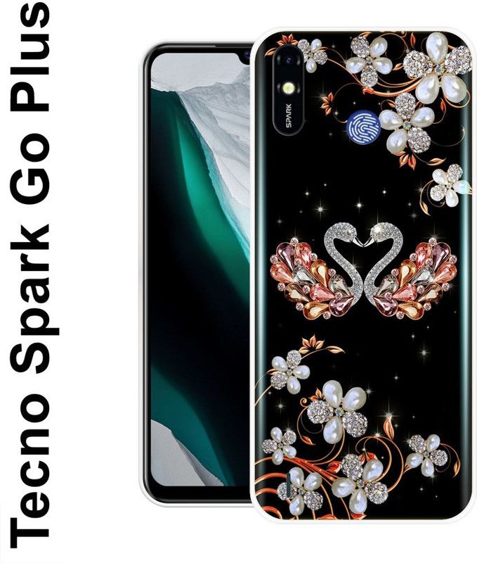 JATLAND Back Cover for Tecno Spark Go Plus  (Silver, Black, Silicon)