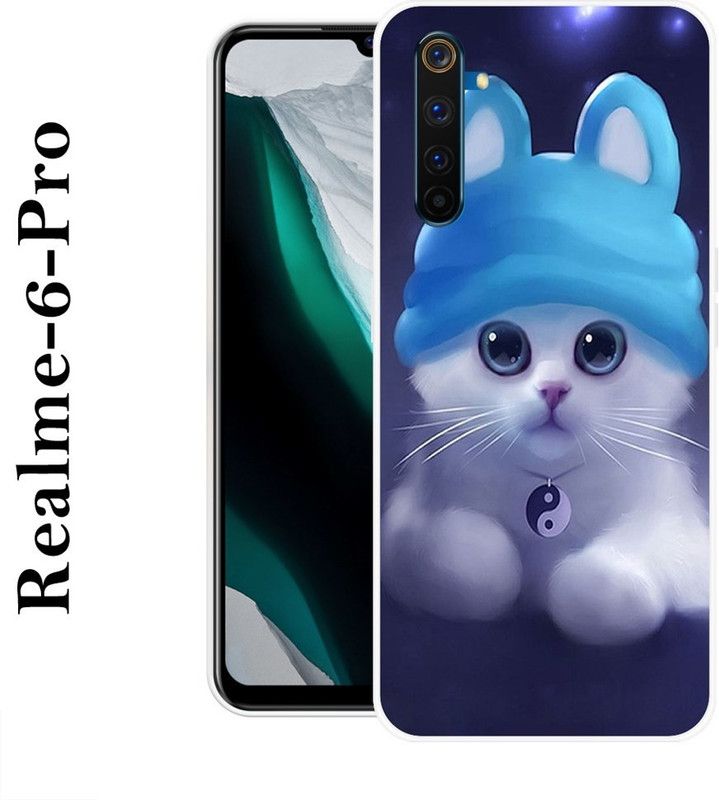 KLC Back Cover for Realme 6 Pro  (Blue, White, Grip Case, Silicon)