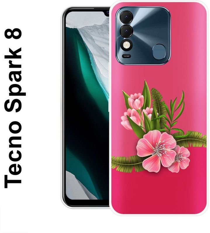INDIALAND Back Cover for Tecno Spark 8  (Pink, Green, Grip Case, Silicon)