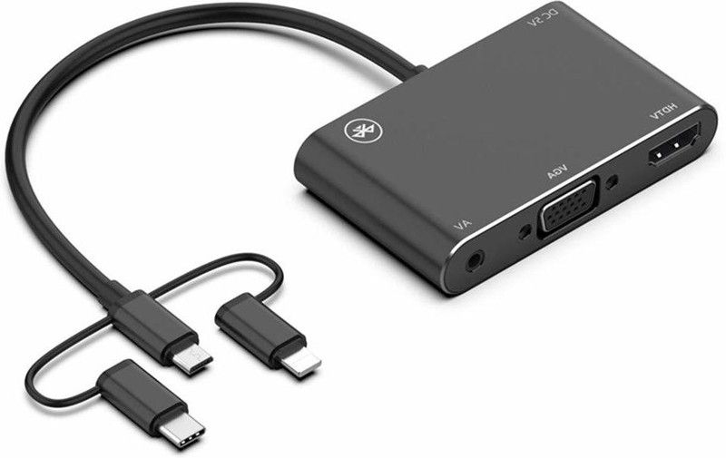FKU Bluetooth Type C Phone Android TV HDTV VGA HDMI Screen Mirror Adapter Type C 0.4 m USB Type C Cable  (Compatible with All Vivo, Oppo, Samsung, Gionee, Mi, Vivo, One Plus and Boat, Black)