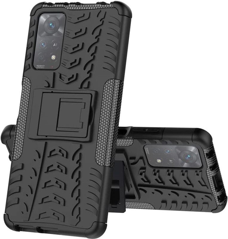 Empire Accessories Back Cover for Redmi Note 11 pro plus Dazzle tyre cae with kick stand  (Black, Shock Proof, Pack of: 1)