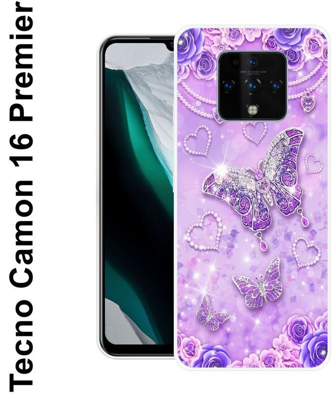 INDIALAND Back Cover for Tecno Camon 16 Premier  (Purple, Silicon)