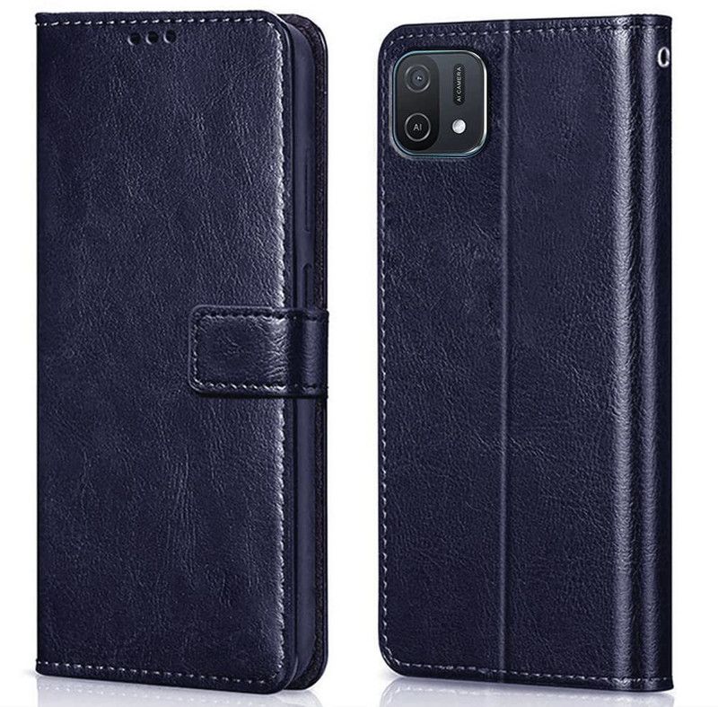 Coverage Flip Cover for OPPO A16E  (Blue, Magnetic Case)
