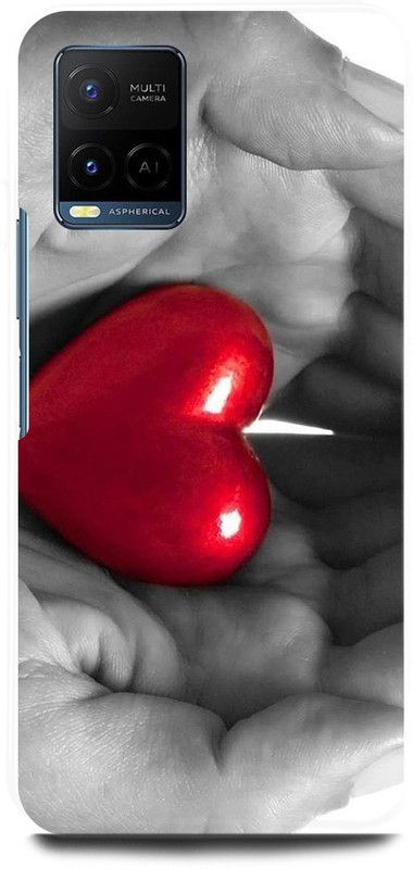 DIKRO Back Cover for Vivo Y21T, V2135, HEART, DIL, SHAPE, COUPLE, LOVE  (Red, Hard Case, Pack of: 1)